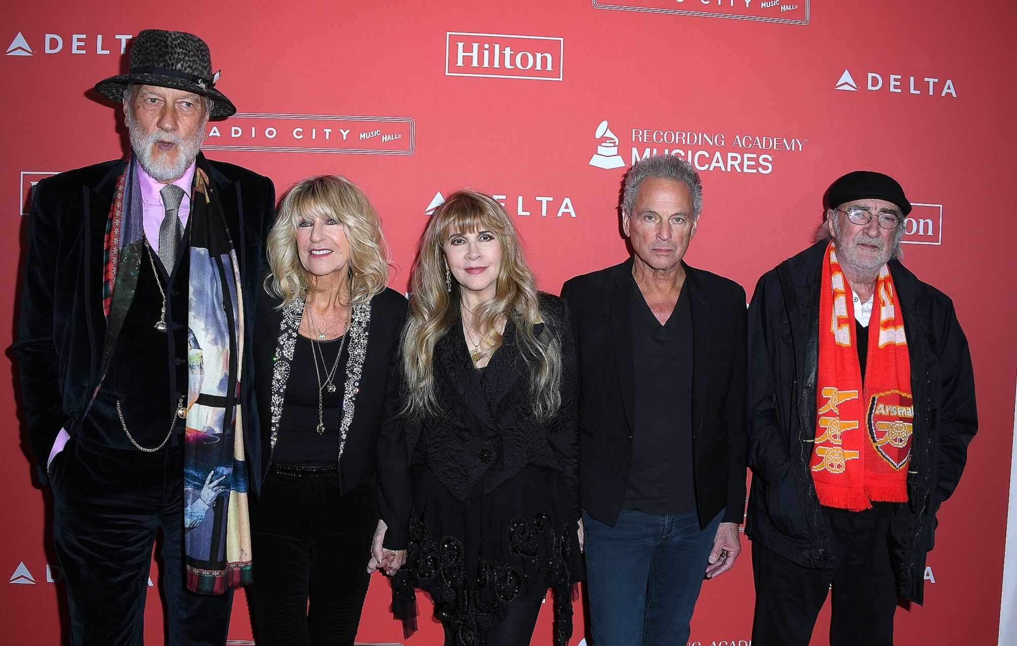 Mick Fleetwood, Christine McVie, Stevie Nicks, Lindsey Buckingham, and John McVie of Fleetwood Mac in 2018.