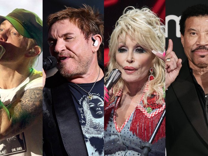 Eminem, Duran Duran frontman Simon Le Bon, Dolly Parton and Lionel Richie